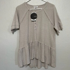 Mittoshop Waffle Knit Ruffle Bottom Top​​